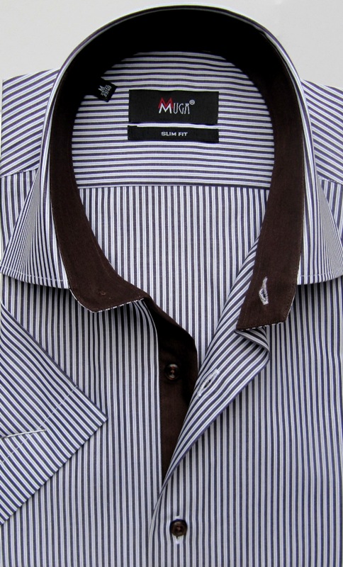 *242*Slim Herren Hemd feinliner Muga Gr.S Braun