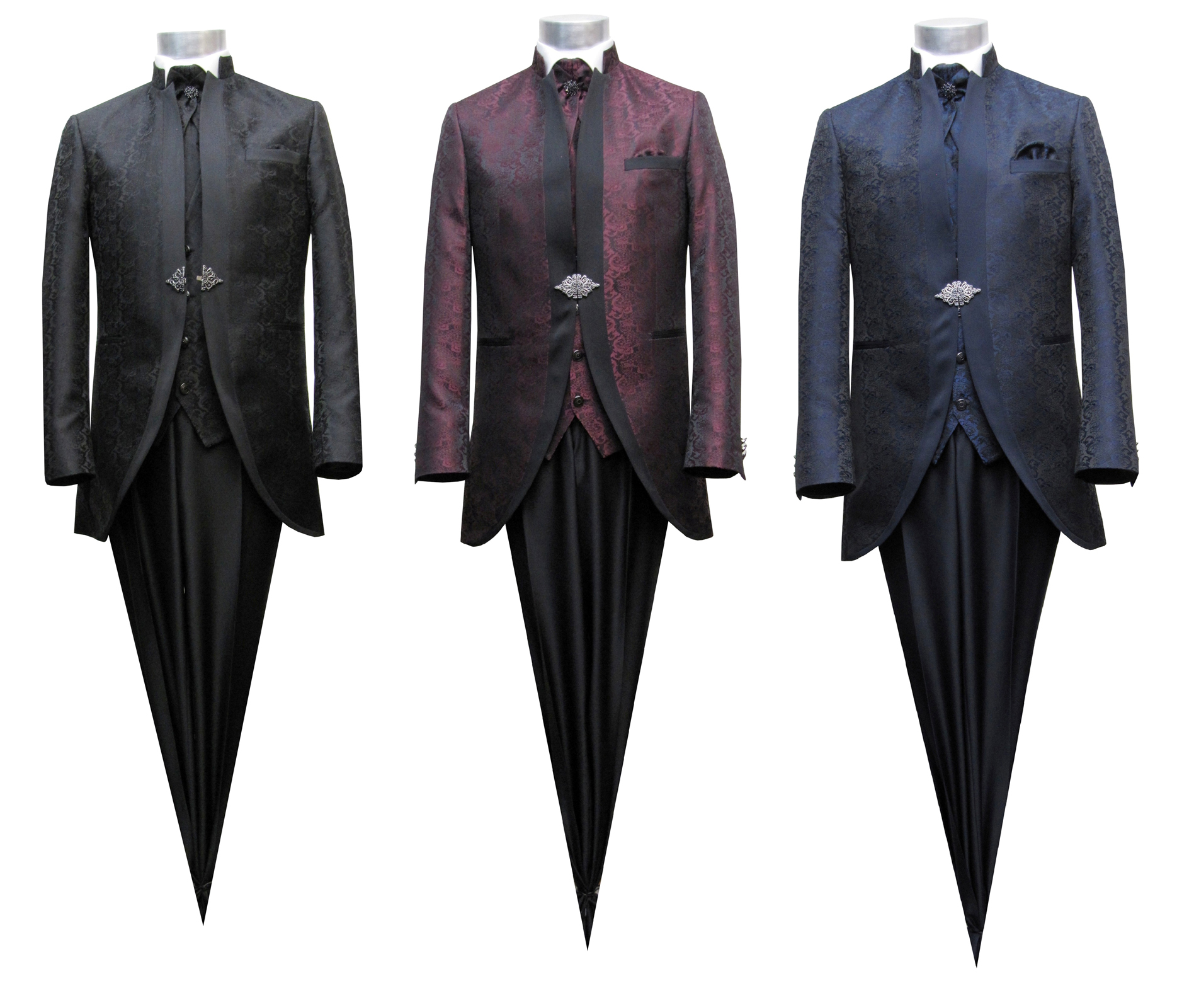 Mao Stehkragen Herrenanzug Cutaway Elegante 6 teiler Anzug, Schwarz, Dunkel...